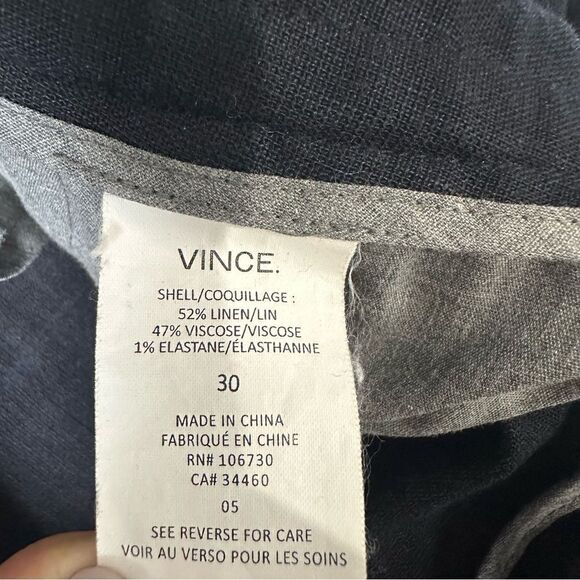 Vince Navy Linen Blend Ankle Pant Sz 30 - Picture 11 of 16